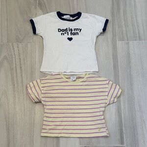 Zara Size 4T 5T Tee Shirt Bundle Dad is my number 1 fan and Yellow Purple Stripe